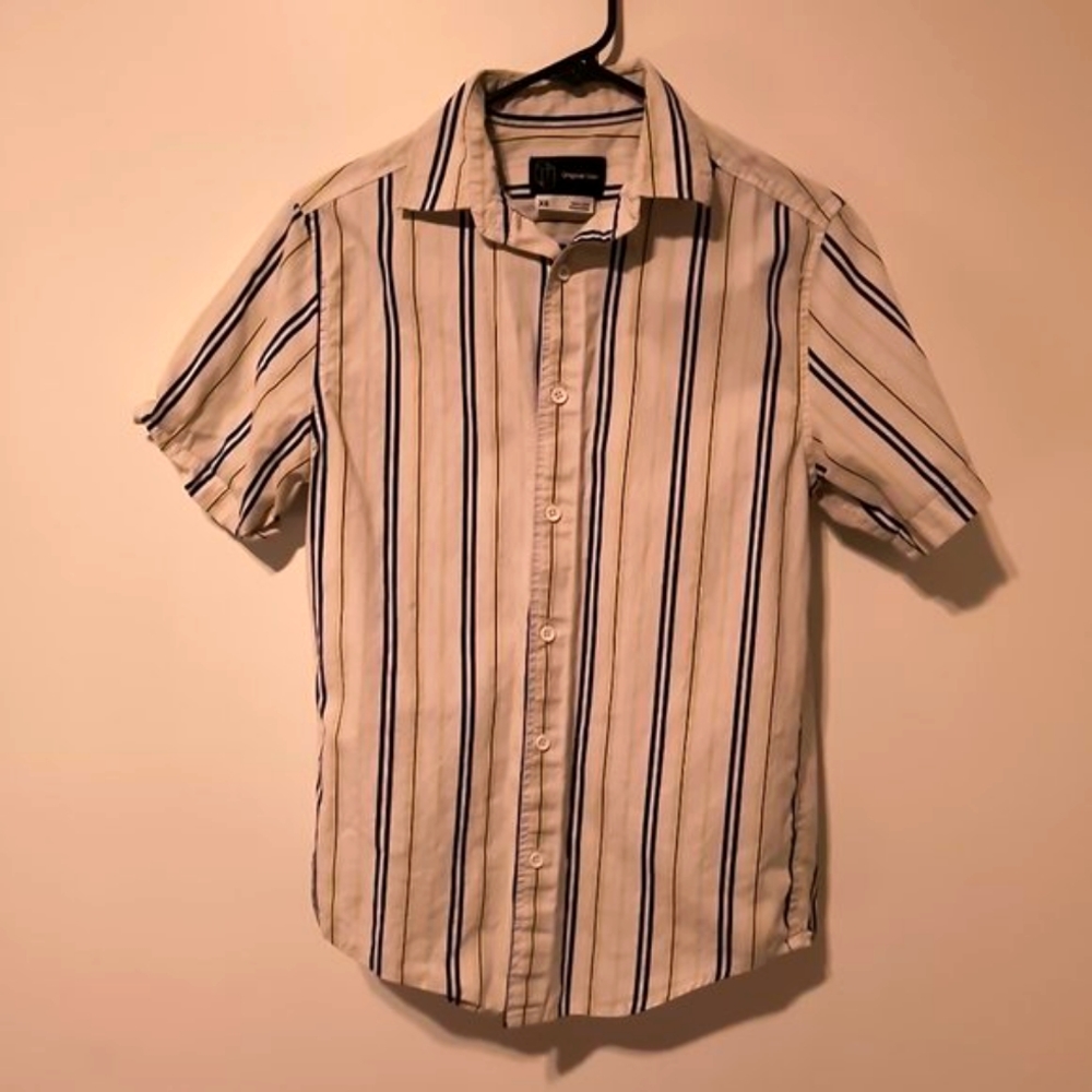 70s Striped short-sleeved buttondown